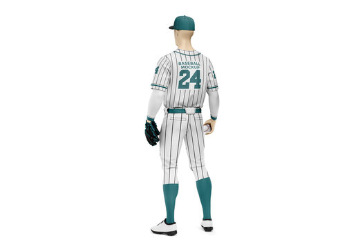 Baseball Uniform Mockup - Half Side Back View