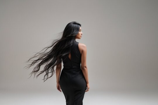 Power and Grace: Black-Clad Businesswoman in Studio