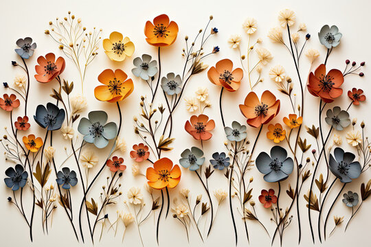 Dried blossoms on a blank canvas