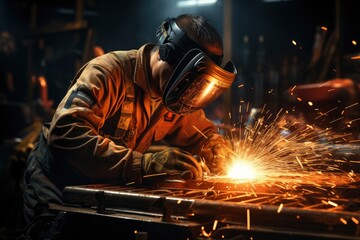 Industrial welder welding