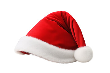 Red Santa Claus Christmas hat isolated cutout on transparent background PNG