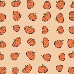 Wzór w dynie. Grafika wektorowa w pomarańczowe dynie. 