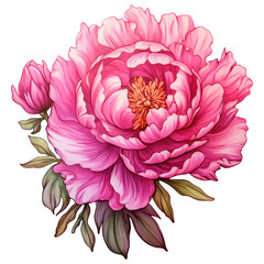 Peony isolated on transparent background, Flower Floral cutout. Generative AI