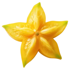 Fotobehang Star fruit isolated on transparent background, Fruit cutout. Generative AI © BussarinK