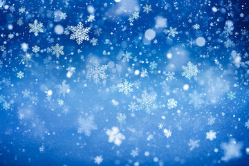 Fototapeta premium Beautiful Christmas background with bright flowers, snowflakes and bokeh effect.