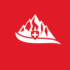 Schweizer Kreuz mit Bergen, Swiss Alps, Schweizer Alpen