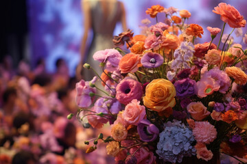 Colorful bouquet on Fashion show 
