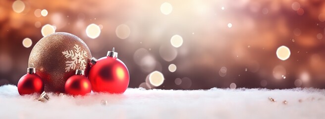 a group of christmas ornaments sitting on top of a snow covered ground