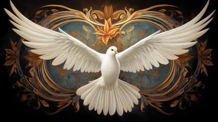 Fotobehang dove of peace, concept: against war, 16:9, copy space © Christian