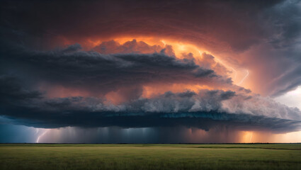 Naklejka na ściany i meble hyper realistic super storm sky photo, super cell storm photo