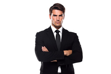 Portrait of a business man, isolated on transparent background.