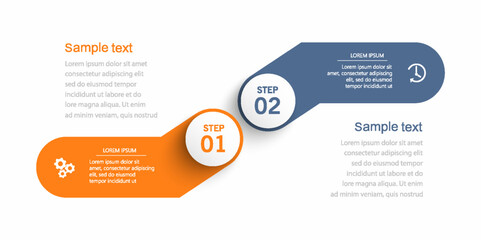 Vector infographic template with icons and 2 options or steps. Can be used for process diagram, presentations, workflow layout, flow chart, info graph