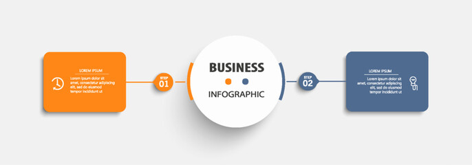 Vector infographic template with icons and 2 options or steps. Can be used for process diagram, presentations, workflow layout, flow chart, info graph