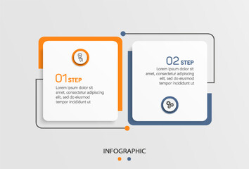 Vector infographic template with icons and 2 options or steps. Can be used for process diagram, presentations, workflow layout, flow chart, info graph - obrazy, fototapety, plakaty