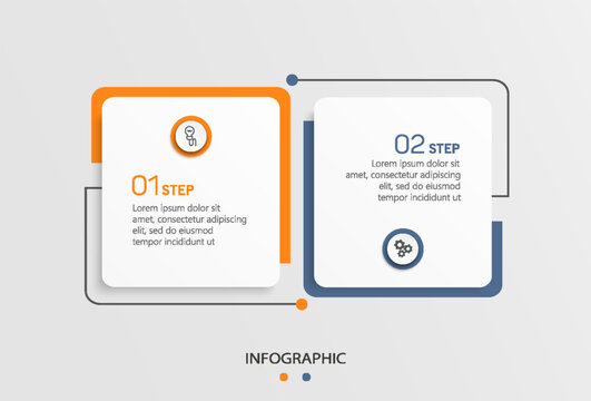 Vector infographic template with icons and 2 options or steps. Can be used for process diagram, presentations, workflow layout, flow chart, info graph