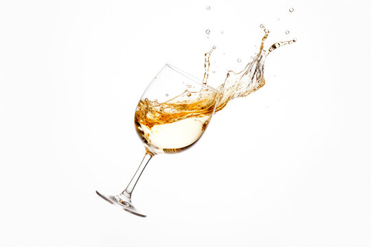 white wine splash isolated on white background, clipping path included in file