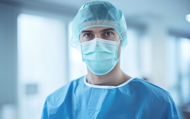 Portrait of surgical doctor in uniform in a hospital