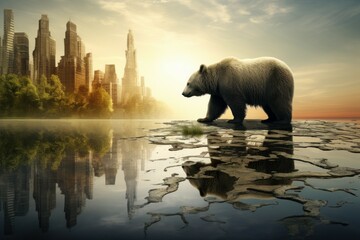 Undeniable Climate change. Chang melt ocean. Generate Ai