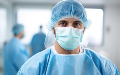 Portrait of surgical doctor in uniform in a hospital