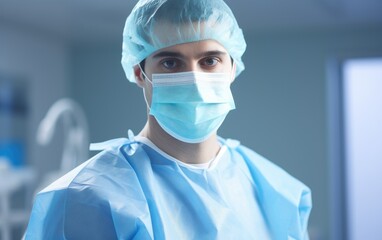 Portrait of surgical doctor in uniform in a hospital
