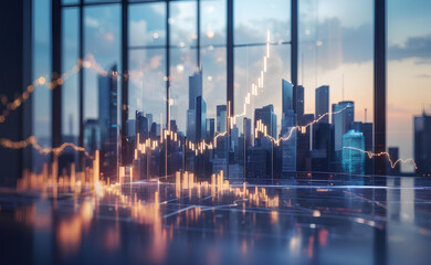 Fototapeta na wymiar Investment and trading concept with business chart and cityscape background.