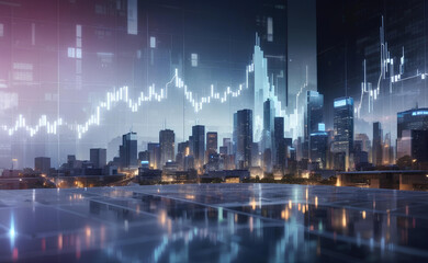 Fototapeta premium Investment and trading concept with business chart and cityscape background.