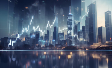 Fototapeta na wymiar Investment and trading concept with business chart and cityscape background.