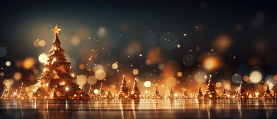 Fototapeta na wymiar Christmas tree and golden glitter decoration.