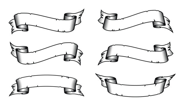 stylish blank vintage tattoo ribbon set