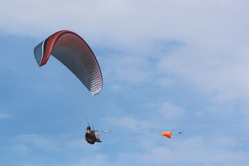 	
Paraglider being towed by a winch	