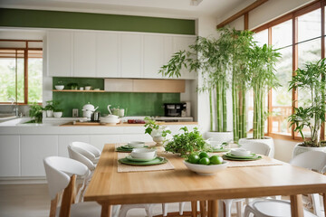Fototapeta na wymiar Japanese style kitchen interior