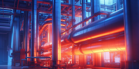 Pipeline and pipe rack of petroleum, chemical, hydrogen or ammonia industrial plant.generative ai