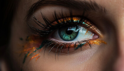 Fototapeta premium Vibrant beauty young woman green eyes shine with elegance generated by AI