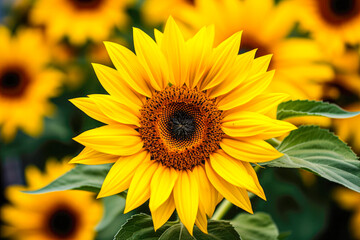 Sunflower in the garden. Sunflower blooming in the garden