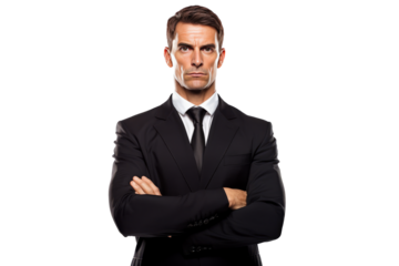 Portrait of a business man, isolated on transparent background.generative ai