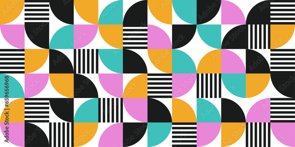 Poster abstract mosaic pattern of rounded quarter circles. a pattern of parts with an angle and roundness. 