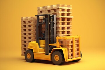 Quick road transport. Forklift stacking crates. Generative AI