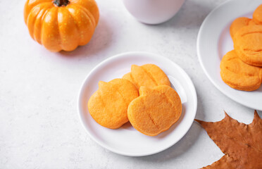 Orange cookies in the form of pumpkin for Halloween