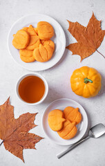 Orange cookies in the form of pumpkin for Halloween