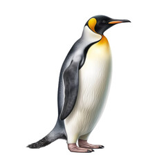 Penguin full body side view isolated on transparent background.generative ai