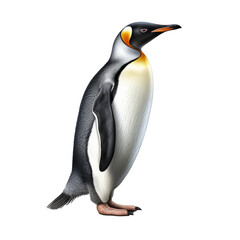 Obraz premium Penguin full body side view isolated on transparent background.generative ai