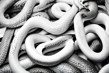White and black snakes.