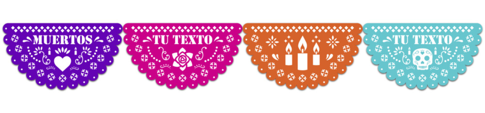 Papel picado en forma de medio circulo del d&radic;&ne;a de muertos