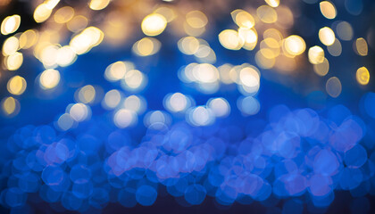 Blue and gold Abstract background and bokeh on New Year's Eve.