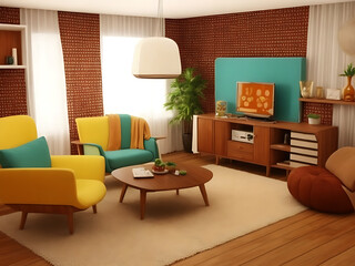 furniture 3d realistic vector interior background. Generative AI