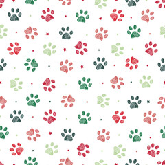 Christmas colored paw prints seamless pattern - 659662175