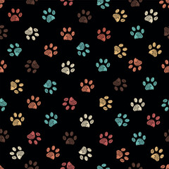 Terra cotta paw prints seamless pattern