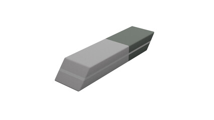 Rubber eraser for pencil and ink isolated on transparent and white background. School concept. 3D render