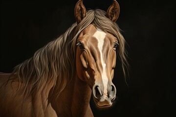 Transparent background horse face portrait. Generative AI