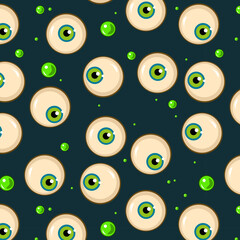 Vector pattern with eyes and toxic green bubbles. Element for horror design, Halloween celebrated concept.